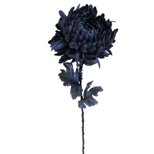 30" Purple and Black Deepest Indigo Artificial Silk Floral Pick