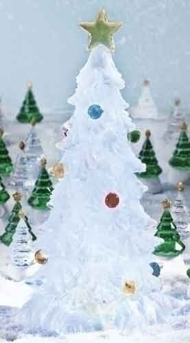 12" Clear and Green Pre-Lit LED Frosted Tree Christmas Tabletop Decor