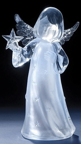 11" Clear LED Lighted Angel Holding Star Christmas Figurine