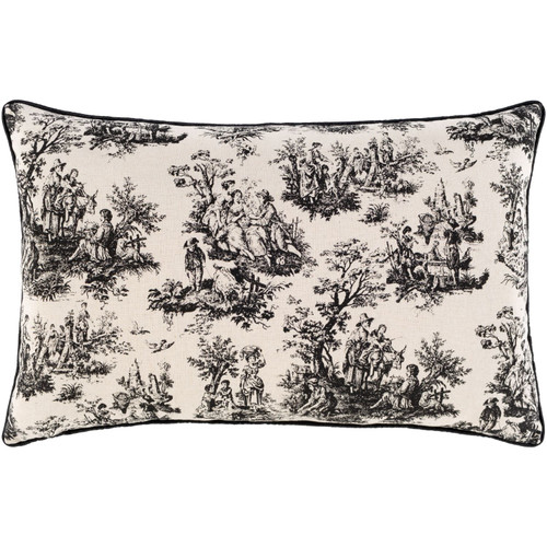 22" Gray and Blue Screen Printed Rectangular Throw Pillow Cover