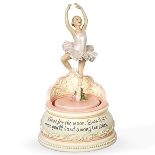 7.25" White and Pink Ballet Musical Tabletop Decor