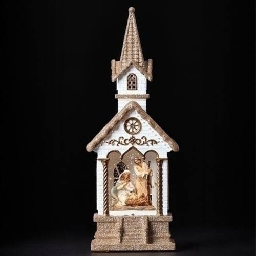 11" LED Lighted Holy Family Nativity Christmas Snow Globe Church