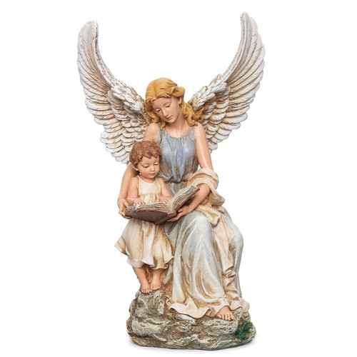 10.5" Blue and Beige Guardian Reading Angel Tabletop Figurine