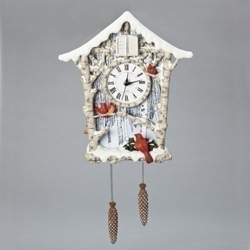 17.25" LED Lighted Cardinal Cuckoo Clock Christmas Decor