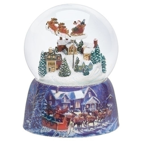 6.75" Musical Santa Over Town Dome Christmas Snow Globe Tabletop Decor