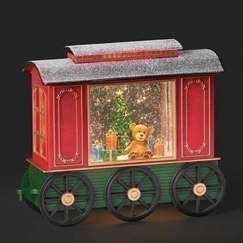 9.5" LED Lighted Train Christmas Snow Globe with Teddy Bear