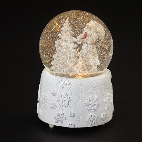 6" White and Clear LED Musical Swirl Dome Christmas Tabletop Snow Globe