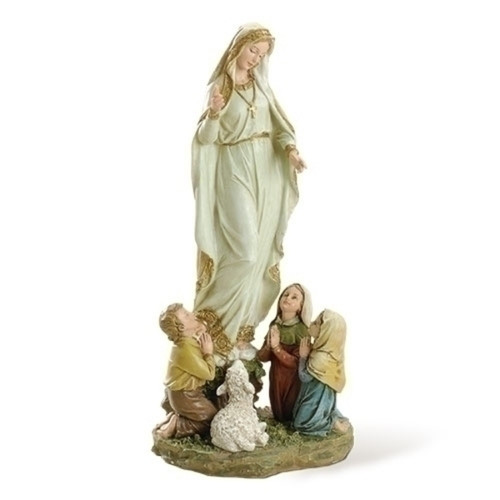 12" White and Blue Our Lady of Fatima Religious Tabletop Figurine