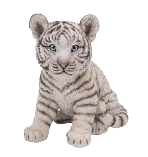 9.5" Black and White Sitting Tiger Cub Statue Decoration