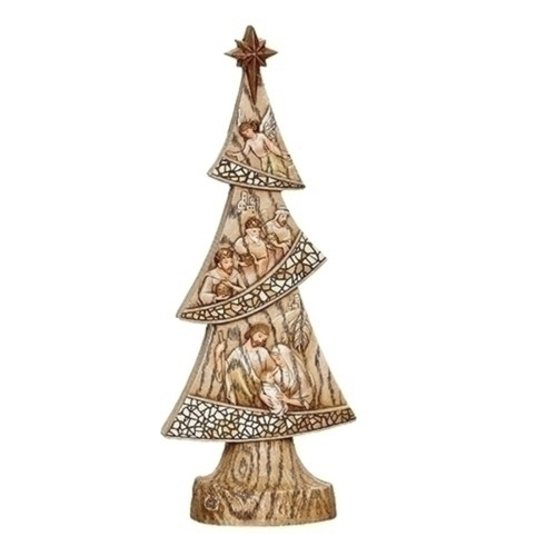 14.25" Nativity Scene on Christmas Tree Tabletop Decor