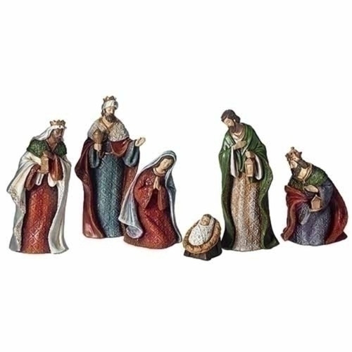 Set of 6 Fleur De Lis Nativity Scene Christmas Figurines 8"