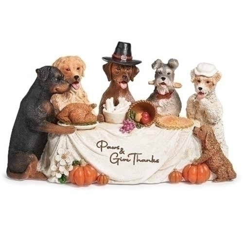 10.25" Dining Dogs Thanksgiving Table Top Decor