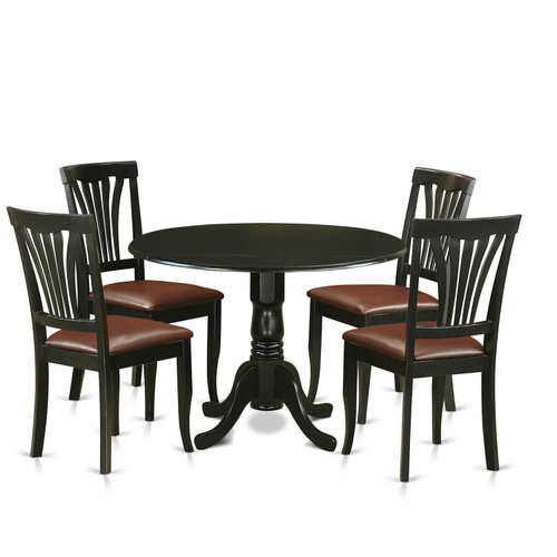 East West Furniture Dublin Wood 5-Piece Dining Set In Black Finish DLAV5-BLK-LC