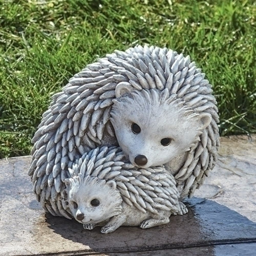 7.75" Hedgehog and Baby Outdoor Garden Statue