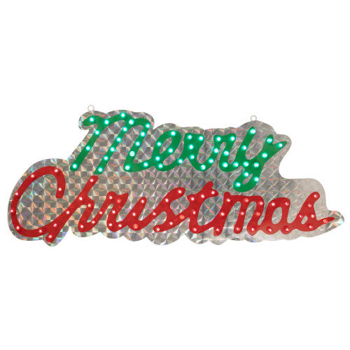 42" LED Lighted Holographic Merry Christmas Outdoor Sign Decoration