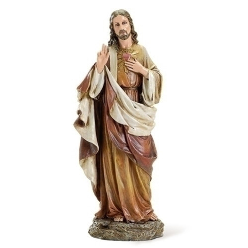 10.25" White and Pink Sacred Heart of Jesus Religious Tabletop Figurine