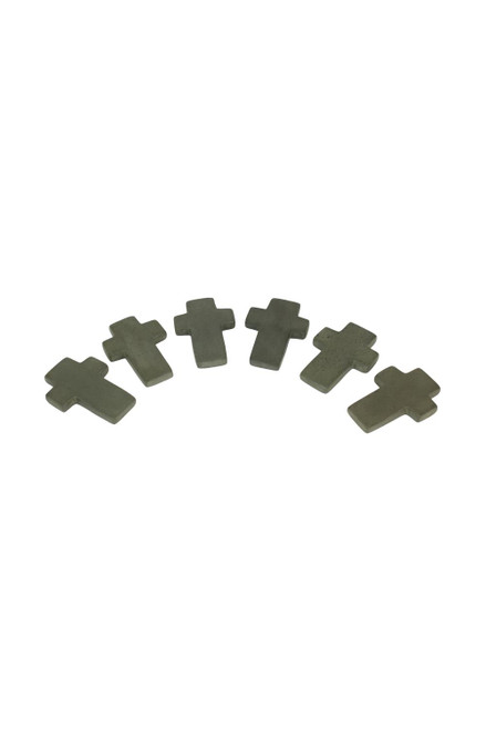 Kalalou Traditional Set Of Six Hand Carved Stone Crosses With Dark Grey A6050