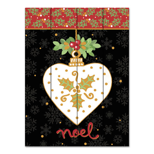 Black and White Noel Christmas Ornament Rectangular Wall Art Decor 16" x 12"
