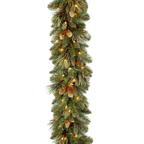 9' x 12" Pre-Lit Carolina Pine Artificial Christmas Garland, Clear Lights