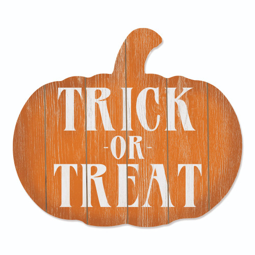 17" Orange and Ivory "Trick or Treat" Hanging Pumpkin Halloween Wall Decoration