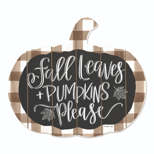 17" Black and Ivory "Fall Leaves Pumpkins Please" Hanging Thanksgiving Wall Decor