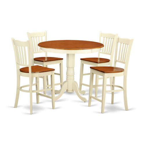 East West Furniture Jackson Wood 5-Pc Counter Height Dining Set JAGR5-WHI-W