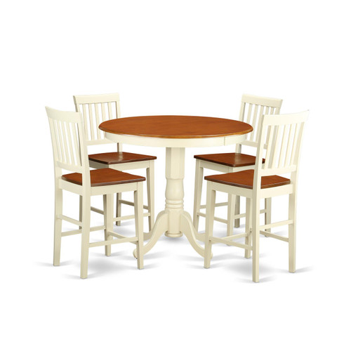 East West Furniture Jackson Wood 5-Pc Counter Height Dining Set JAVN5-WHI-W