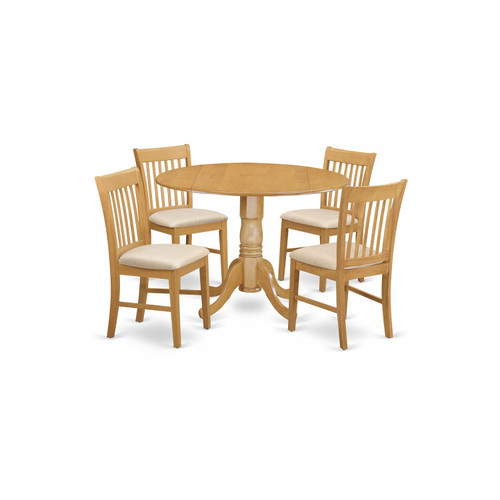 East West Furniture Dublin Wood 5-Piece Dining Set With Oak Finish DLNO5-OAK-C