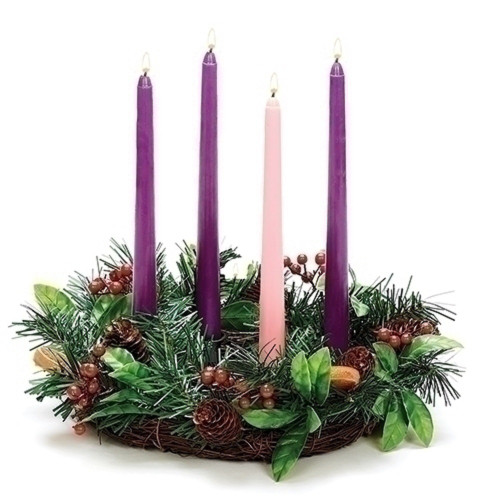 Pine and Fruit Advent Wreath Candle Holder 14 in Diameter (candles not included)