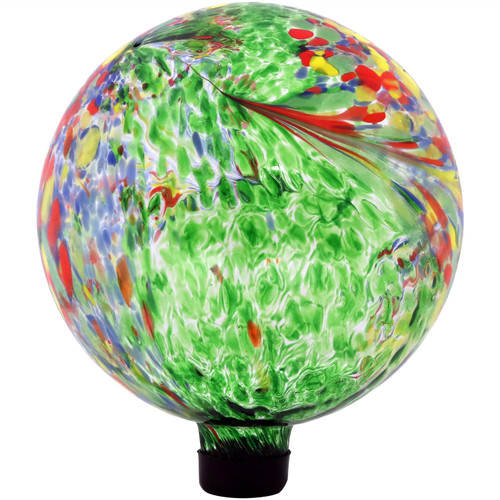 Sunnydaze Indoor/Outdoor Artistic Gazing Globe Glass Garden Ball for Lawn, Patio or Indoors - 10" Diameter - Green