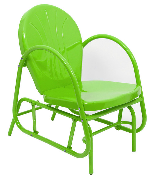 34" Lime Green Outdoor Retro Metal Tulip Glider Patio Chair