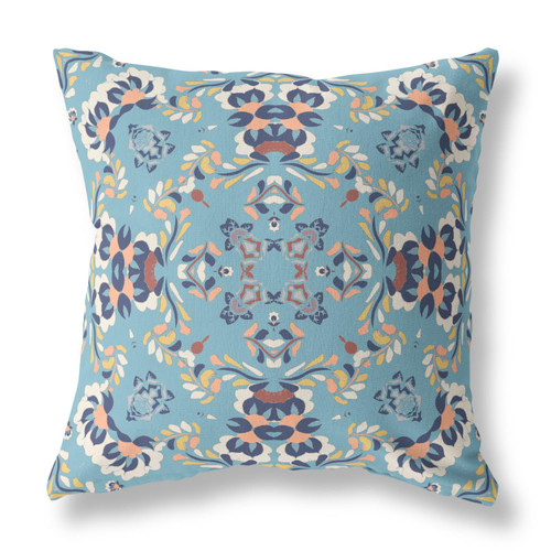 Amrita Sen Earth And Heaven Broadcloth Gray Blue Pillow CAPL281BrCDS-BL-28x28