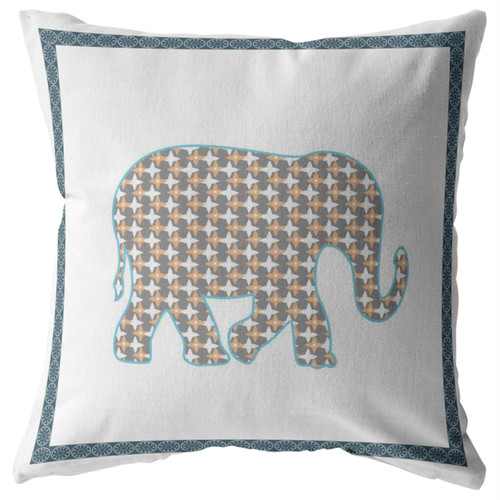 Amrita Sen Light Elephant Pillow In Muted Gold on White CAPL58FSDS-BL-20x20