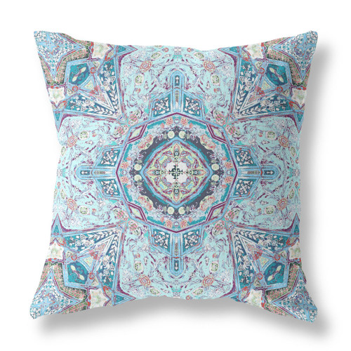 Amrita Sen Broadcloth Pillow With Light Blue Finish CAPL468BrCDS-BL-26x26