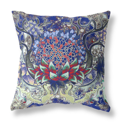 Amrita Sen Suede Pillow With Electric Blue Finish CAPL484FSDS-BL-16x16