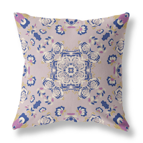 Amrita Sen Rose Wreath Broadcloth Pillow In Purple Blue CAPL293BrCDS-BL-20x20