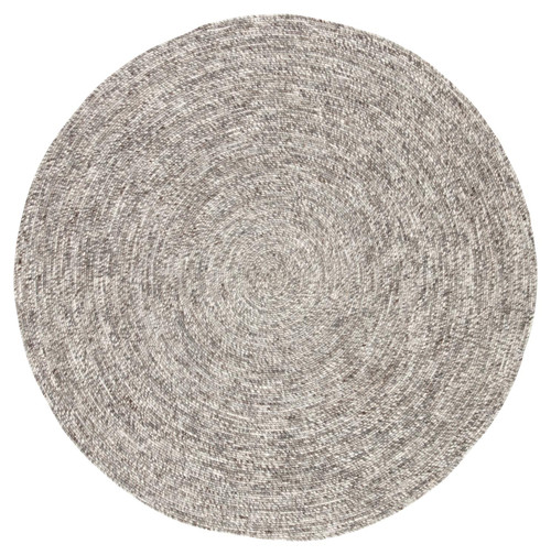 Jaipur Living Tenby Natural Solid Gray And White Round 8' Area Rug RUG143095