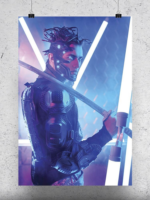 Sci-Fi Cyborg Samurai W Katana Poster -Image by Shutterstock