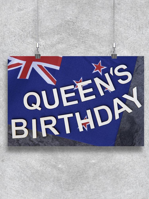 Queen's Birthday With A Flag Poster -Image by Shutterstock