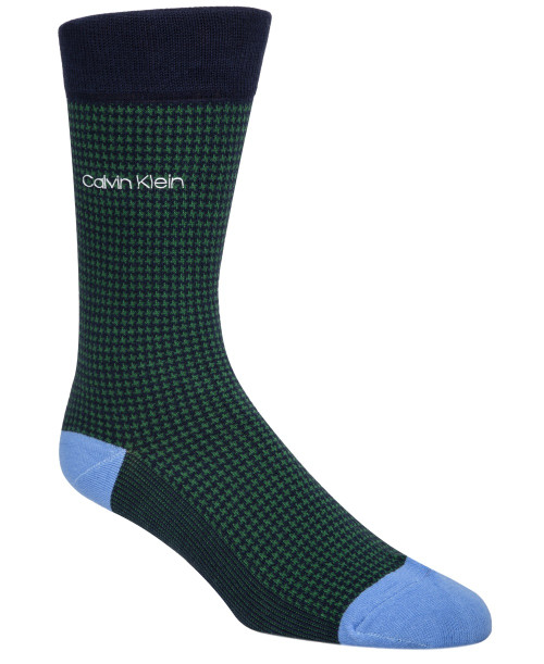 Calvin Klein Men's Houndstooth Crew Dress Socks Navy Size Regular