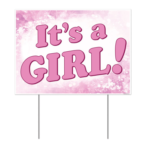 16.5" Pink and White "It's A Girl!" New Baby Yard Sign