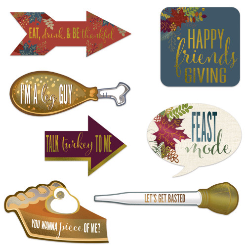 11" Warm and Vibrant Paper Foil Friendsgiving Photo Fun Signs