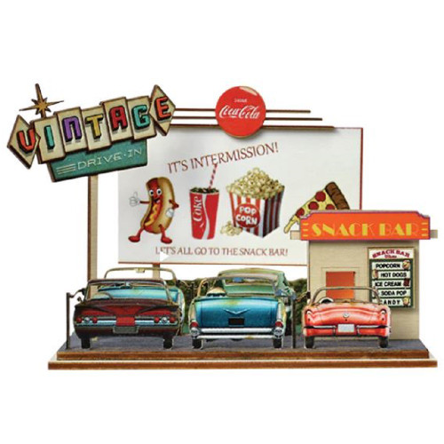 Ginger Cottages Drive in Theater Wood Christmas Tree Ornament 84000