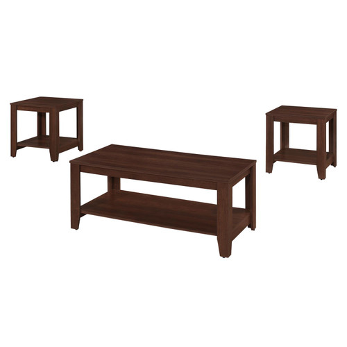 Monarch Contemporary 3 Piece Coffee Table Set With Cherry Finish I 7993P