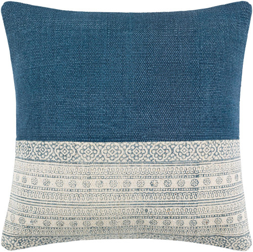 Surya Lola Global Cotton Square Pillow Kit With Pale Blue And Cream LL004-2020P