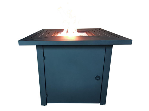 Zimlay Belitung Black Metal Square Fire Pit Table With Glass Rocks 5812FP