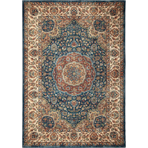 Orian Alexandria Area Rug 4506 Blue Rings Bulbs 6' 7" x 9' 6" Rectangle