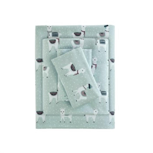 Truenorth Casual Cotton Flannel Printed Sheet Set With Seafoam Llama TN20-0407