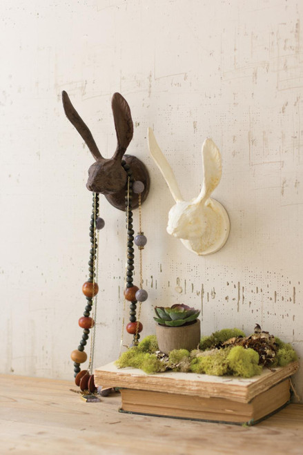 Kalalou Cast Iron Rabbit Wall Hook - Antique White CXX2235
