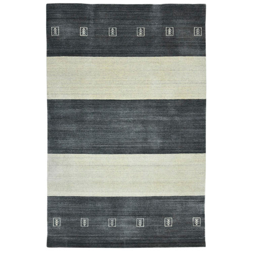 Amer Rugs Blend Yorkshire Charcoal Hand-Woven Wool 2'x3' Area Rug BLN50203